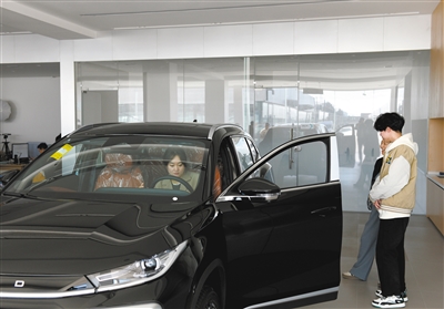 消费者在选购新车。戎禹仁摄