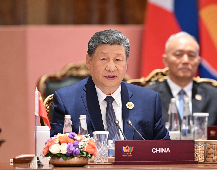 当地时间9月13日上午，国家主席习近平在新德里出席金砖国家领导人第十八次会晤第二阶段会议，并发表题为《筑牢金砖合作根基 壮大全球南方力量》的重要讲话。